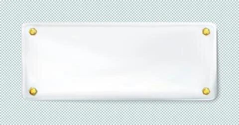 White rectangular painted plate with gold bolt or screws isolated. Vector Stock Illustration