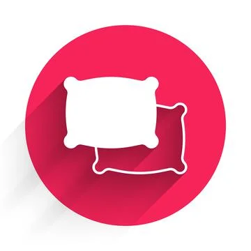 White Rectangular pillow icon isolated with long shadow. Cushion sign. Red Stock Illustration
