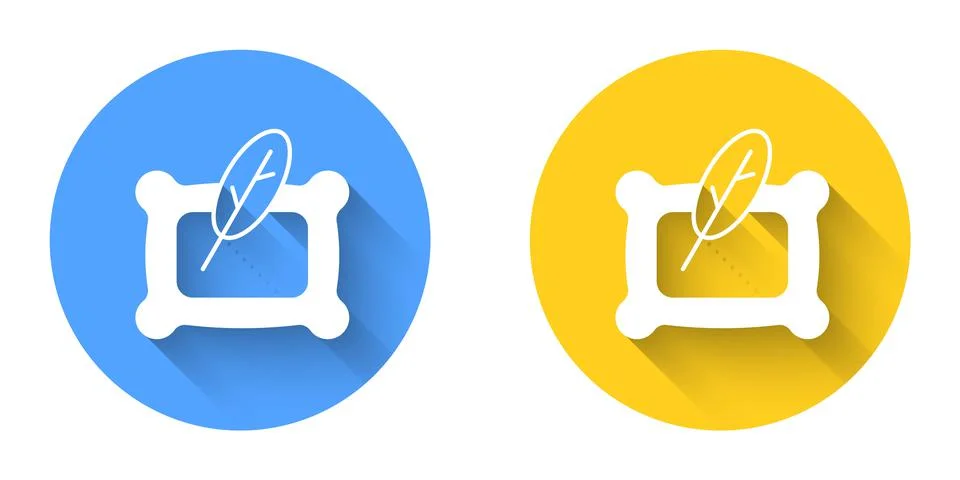 White Rectangular pillow icon isolated with long shadow background. Cushion sign イラスト素材