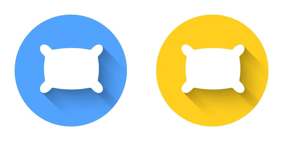 White Rectangular pillow icon isolated with long shadow background. Cushion sign イラスト素材