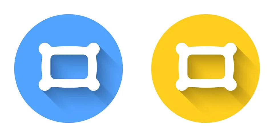 White Rectangular pillow icon isolated with long shadow background. Cushion sign イラスト素材