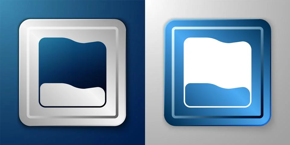 White Rectangular pillow icon isolated on blue and grey background. Cushion s Stockillustratie