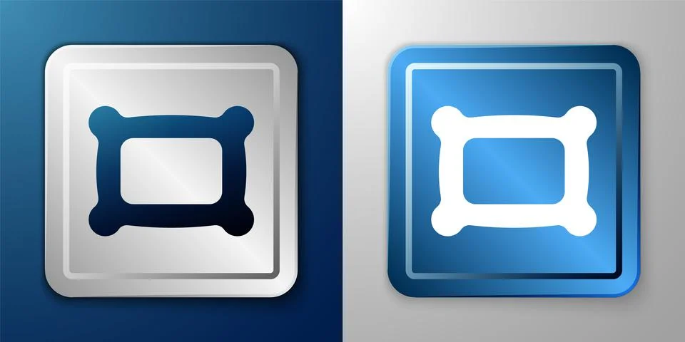 White Rectangular pillow icon isolated on blue and grey background. Cushion s イラスト素材