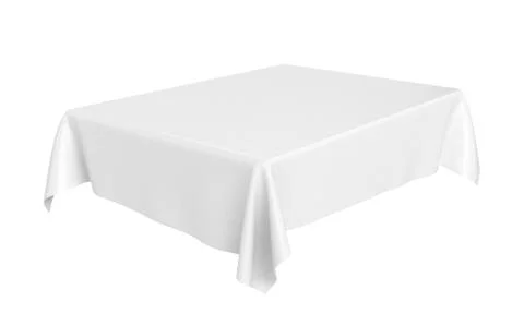 White rectangular rounded tablecloth set isolated on white 库存插图