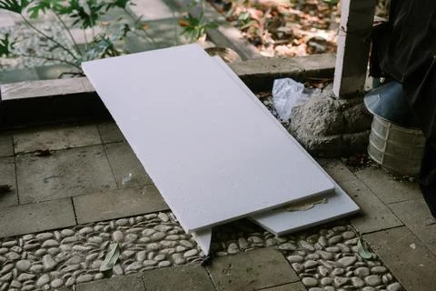 White rectangular styrofoam block Foto stock