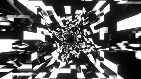 White Rectangular Tiled Neon Texture in a Rotating Tunnel Background VJ Loop 스톡 동영상 328357179