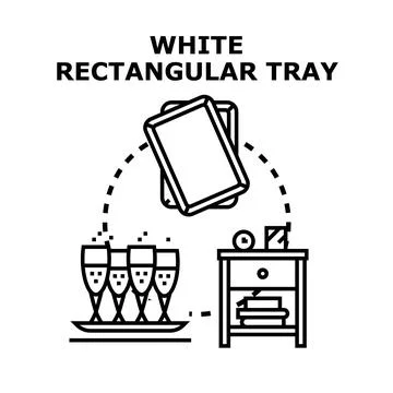 White rectangular tray for serving drinks and snacks Stock Illustration