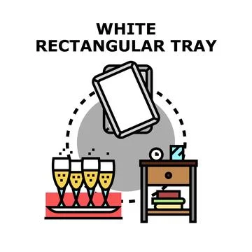 White rectangular tray for serving drinks and snacks Stock Illustration