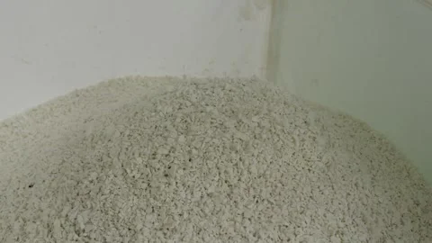 White Recycled Plastic Pellets Falling Into Heap At Recycling Factory Stock Footage 343893100
