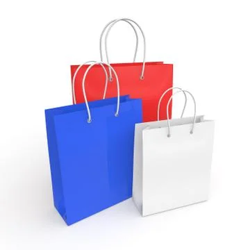 White, red and blue empty bags to buy Stock Illustration