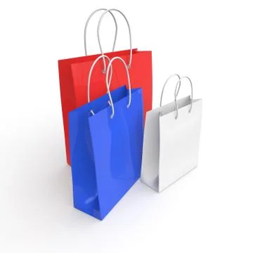 White, red and blue empty bags to buy Stock Illustration