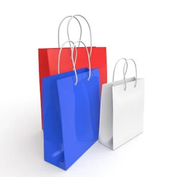 White, red and blue empty bags to buy Stock Illustration