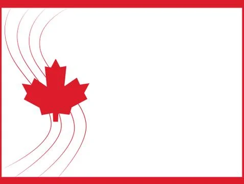 White red background Canada leaf and line wave Stock Illustration