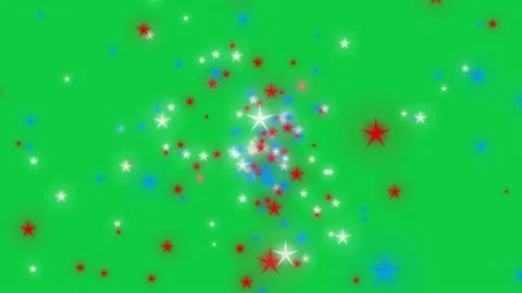 White, red, blue star particles in motion on green background Stock Footage 135246733