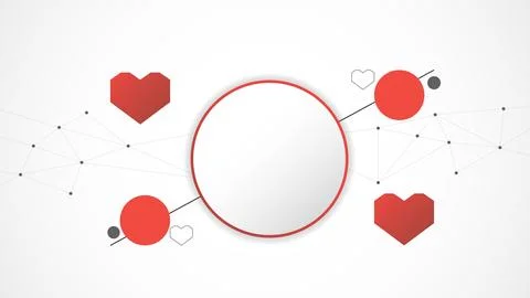 White red circle technology heart background abstract. Illustrazione stock