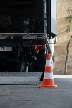 White-red construction cone Foto stock