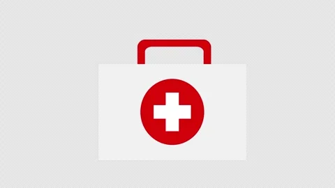 A white red first aid kit with a white cross concept loop animation video w.. Stock Footage 266126543