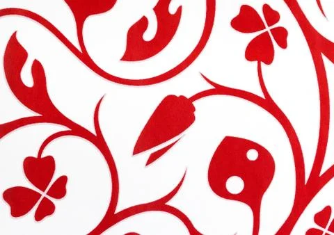 White with red flowers fantasy pattern wallpaper background Stock Photos