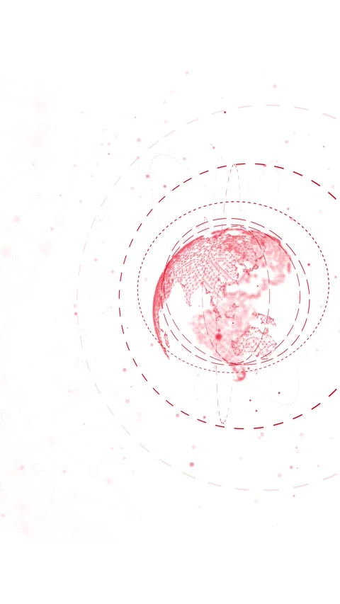 White red global network background with clean globe, orbit rings, soft nodes, a Stock Footage 340550568