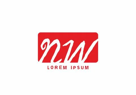 White red of NW initial letter in rectangle shape Stock Illustration