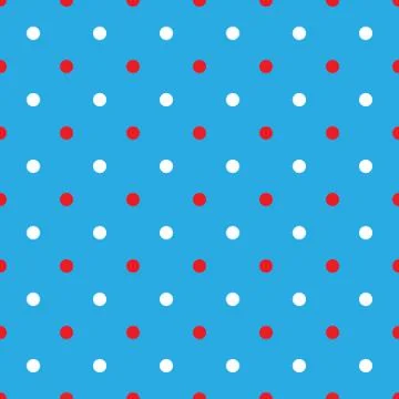 White red polka dot seamless pattern blue background vector. Stock Illustration