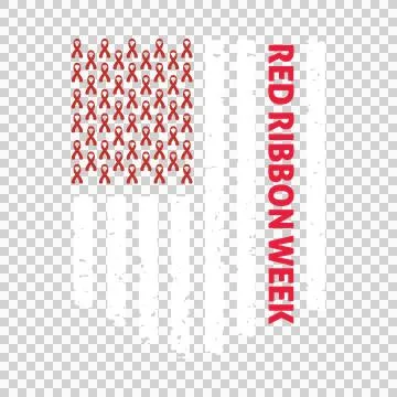 White Red Ribbon Week Flag Design displayed ribbons stripes Stock Illustration
