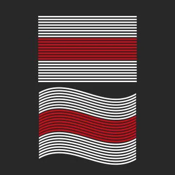 White-red-white flag of Belarus, set of rectangular and waving Belarusian fla Stock Illustration