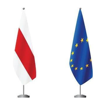 White-red-white flag historical symbol of Belarus and European Union flags on Stock Illustration