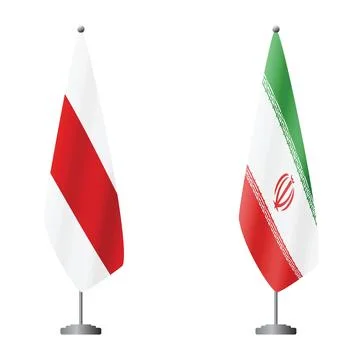 White-red-white flag historical symbol of Belarus and Iran flags on flagpoles Illustrazione stock