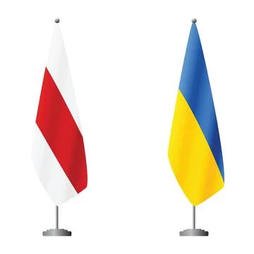 White-red-white flag historical symbol of Belarus and Ukraine flags on flagpoles Stock Illustration