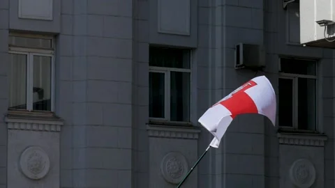 White-red-white flag waving on a flagpole Stock-Footage 139294546