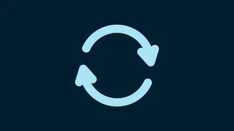 White Refresh icon isolated on blue background. Reload symbol. Rotation arrows Stock Footage 230049352