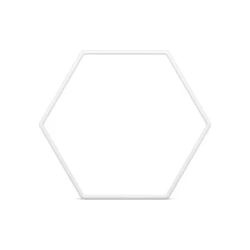 White regular hexagonal frame glossy geometric shape 3d element realistic v.. 库存插图