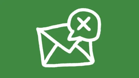 White rejected message delivery envelope cartoon graphic with chalk outline mail Stock Footage 336268595