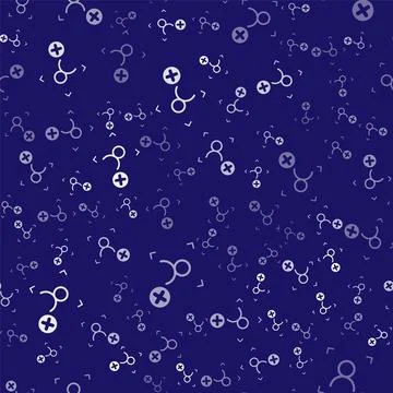 White Rejection face recognition icon isolated seamless pattern on blue Stock Illustration