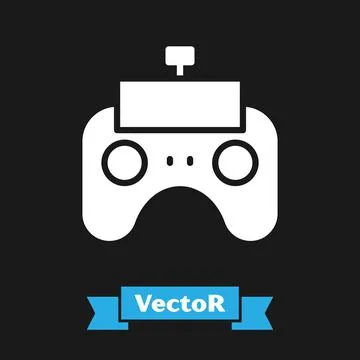 White Remote control icon isolated on black background. Vector Illustrazione stock