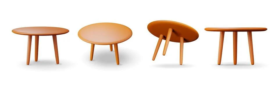 On white. Render empty table with round brown Stock Illustration