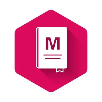 White Restaurant cafe menu icon isolated with long shadow background. Pink Illustrazione stock