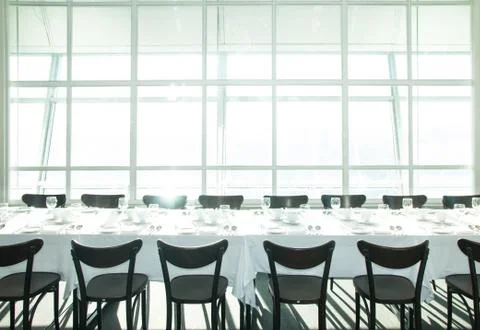White restaurant interior Stock Photos