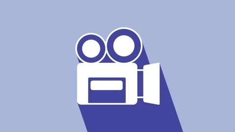 White Retro cinema camera icon isolated on purple background. Video camera Stock Footage 225880203
