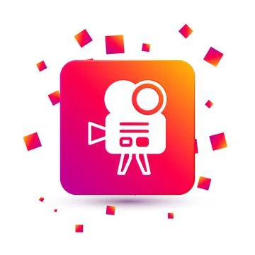White Retro cinema camera icon isolated on white background. Video camera. Movie Stock Illustration