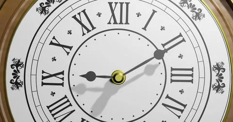 White retro clock showing ten past 9 o'clock on white background Stock Photos