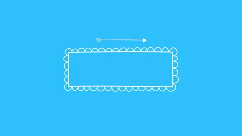 White retro frame with arrow on blue gradient Video stock 232835380
