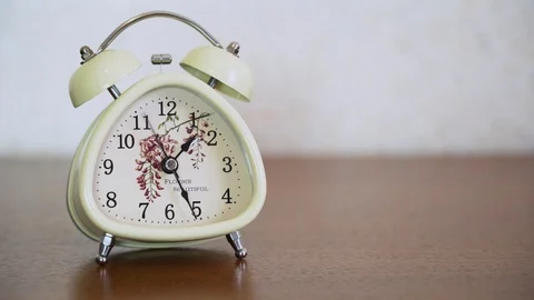 White retro o-clock close up. Classic bell show 1.25 p.m. local time in house. Stock Footage 128554316