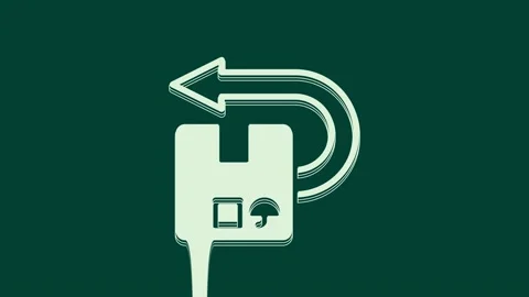 White Return cardboard box icon isolated on green background. Box, package Stock Footage 235985046