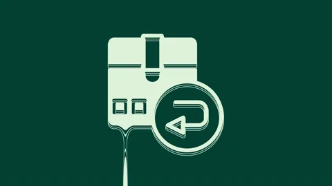 White Return cardboard box icon isolated on green background. Box, package Stock Footage 236048550