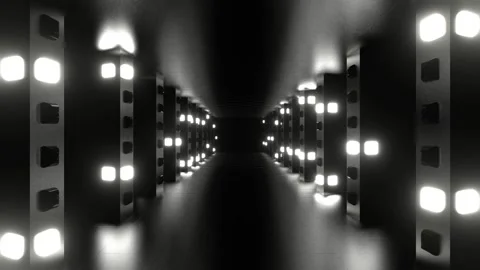 White Return Movement Along Strobe Corridor Background VJ Loop in 4K Stock Footage 276261869