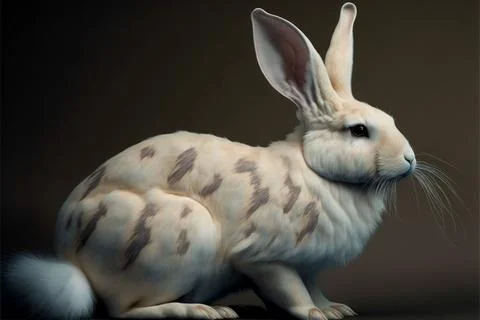 White rex rabbit sitting isolate on brown background Stock Illustration