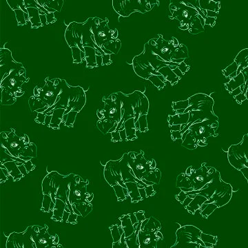 White Rhino Seamless Pattern Stock Illustration