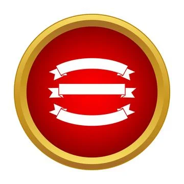 White ribbon banners on red circle icon Stock Illustration